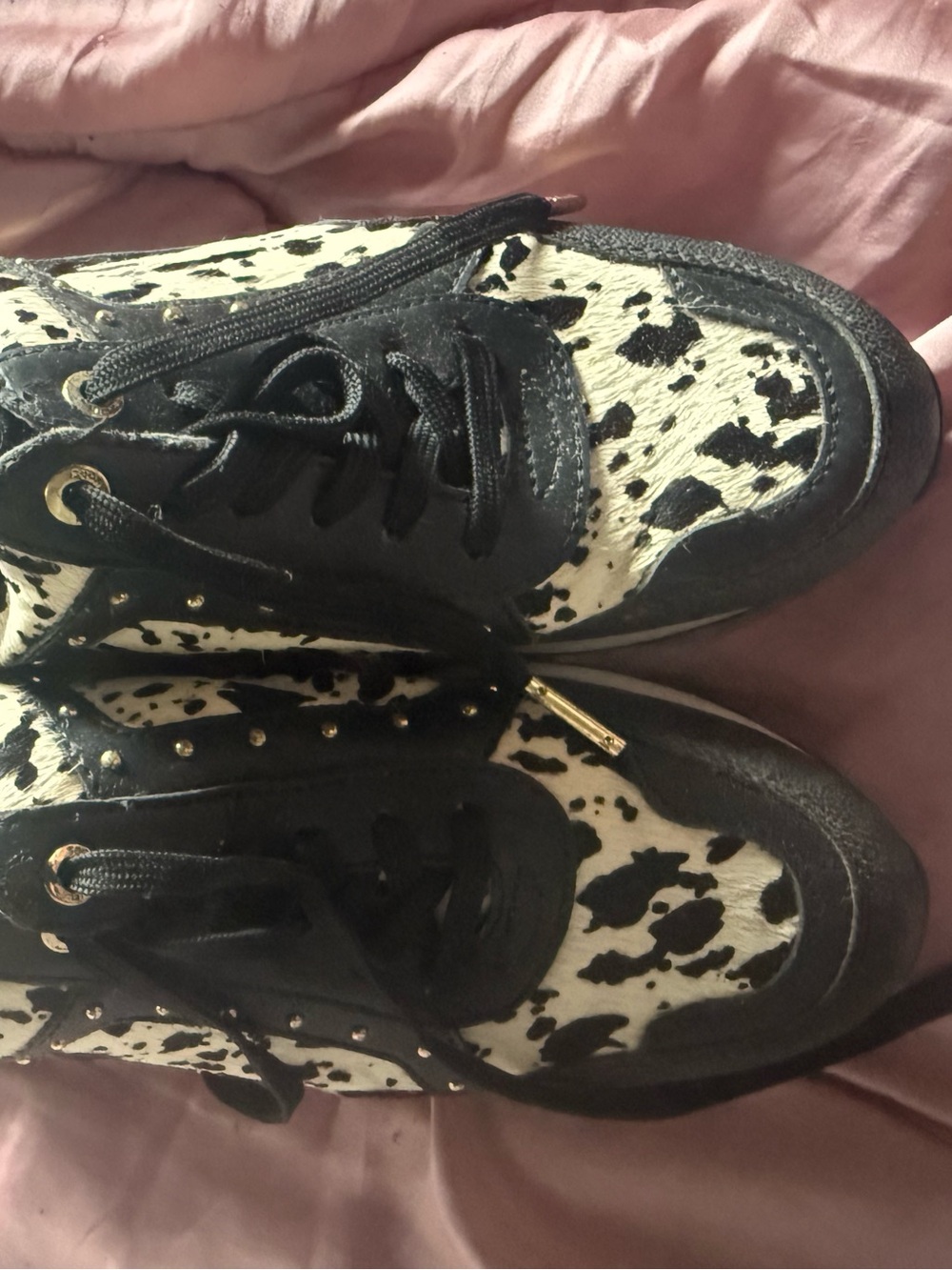 Black & White Cowhide Pattern Michael Kors Sneakers - Picture 2 of 5